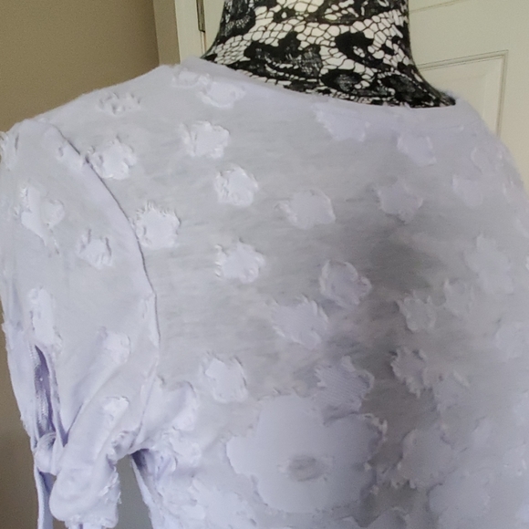 NWT Michael Kors textured lavender tie sleeve tee - Picture 5 of 8